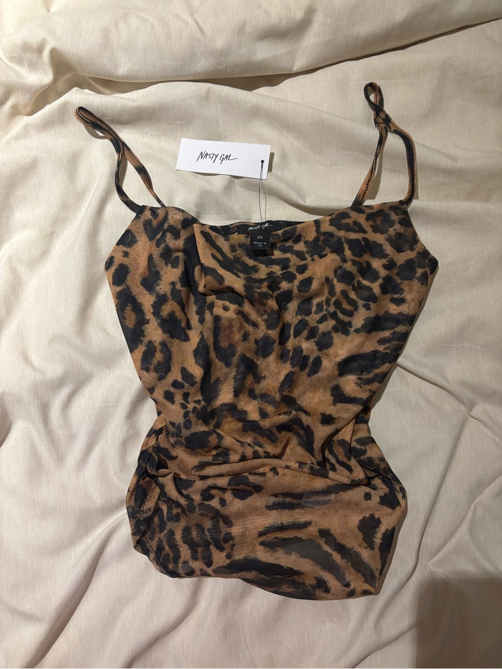 Nasty Gal Brown and Black Leopard Print Cowl Neck Cami